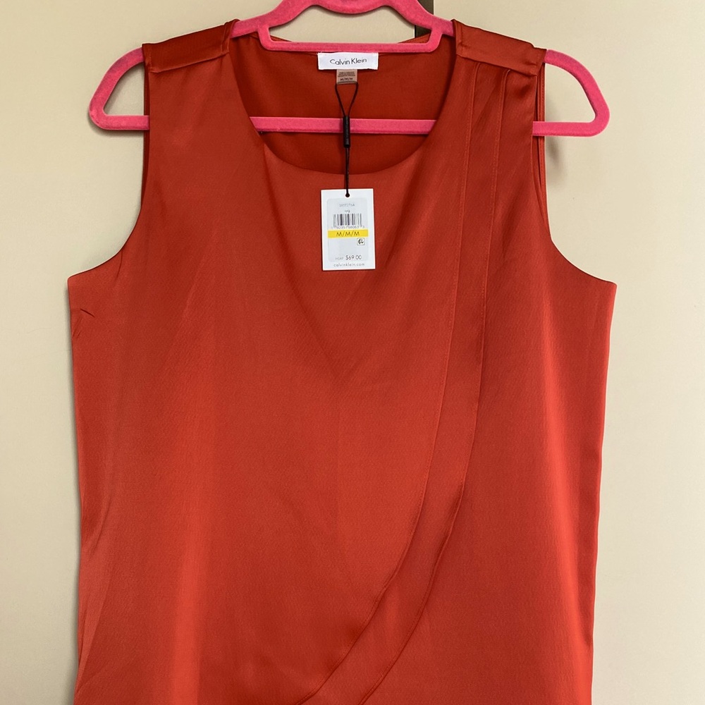 Calvin Klein burnt orange satin blouse